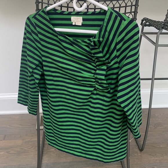 kate spade Tops - Kate Spade Women’s blouse three-quarter sleeve shirt blue green stripes L